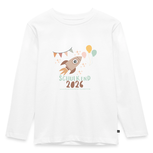 Langarmshirt für kleine Glückskrieger, Schulkind 2026 - white