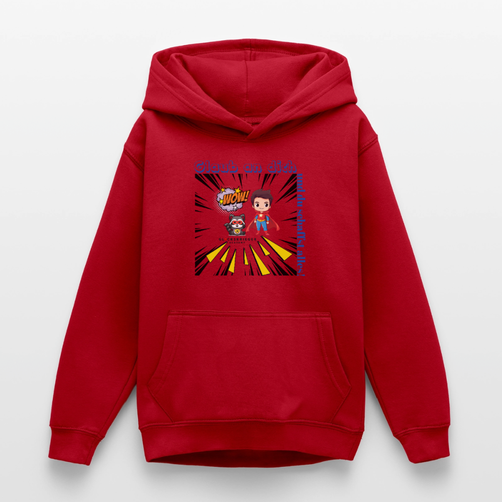 Glückskrieger Hoodie Teens– Glaub an dich - red