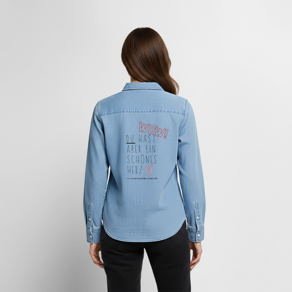 Glückskrieger Denim Shirt – Herz - light wash