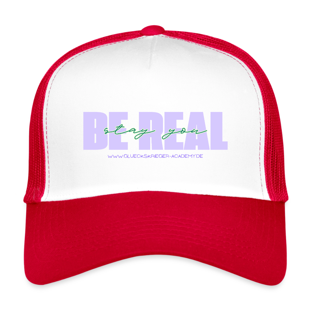 Kids’ Trucker Cap-Be real - white/red