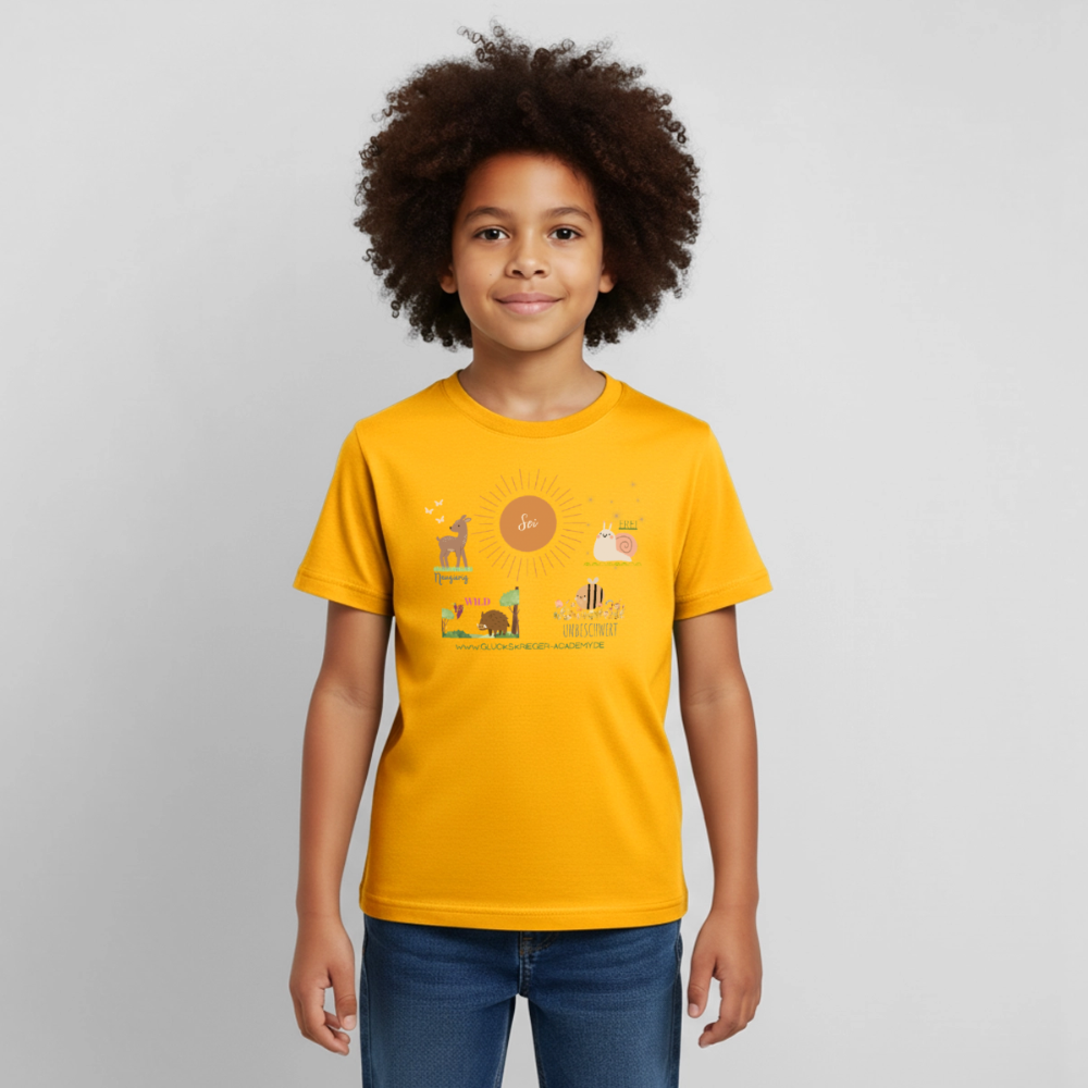 Glückskrieger Kinder T-Shirt – Sei mutig, frei & unbeschwert - gold