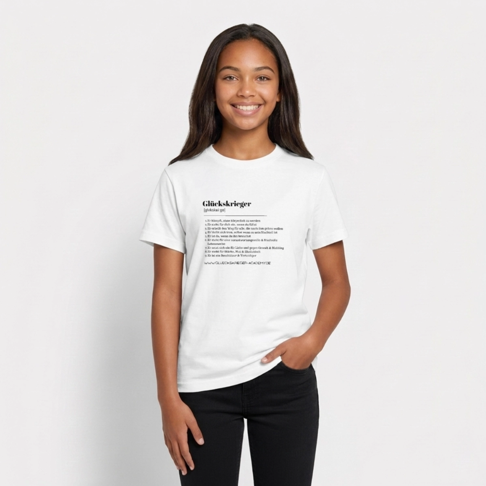T- Shirt für Teens- Definition Glückskrieger - white