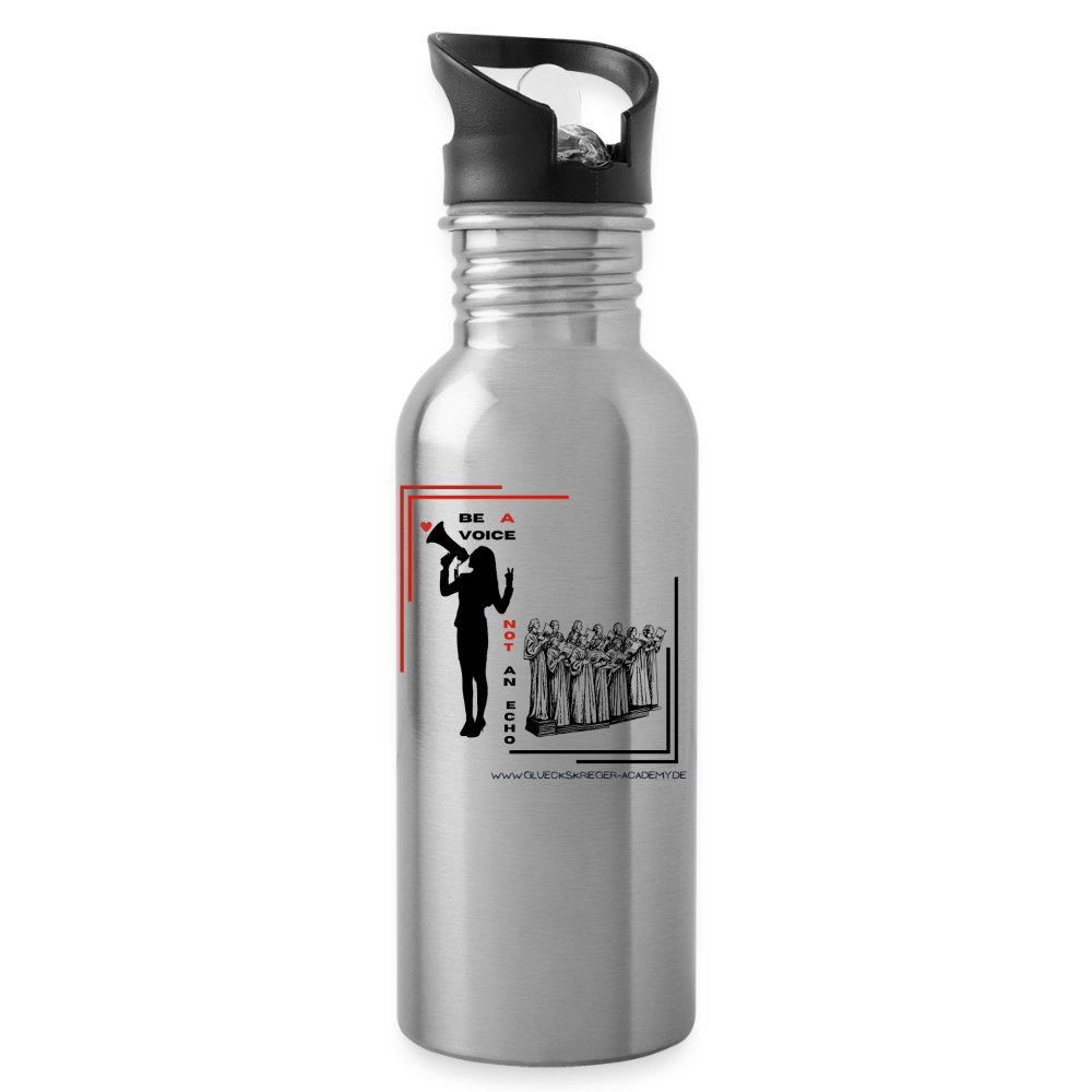 Glückskrieger Trinkflasche – Be a voice - silver