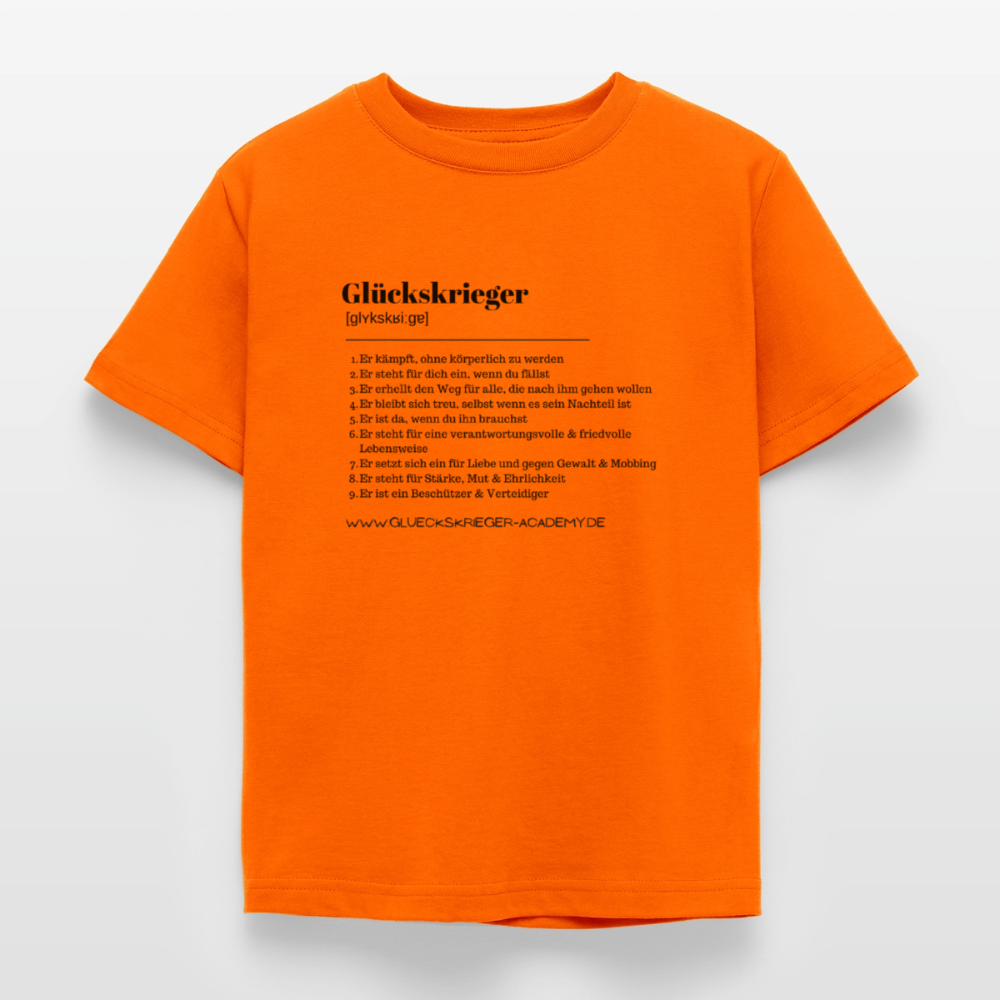 Kinder Shirt - Definition Glückskrieger - orange
