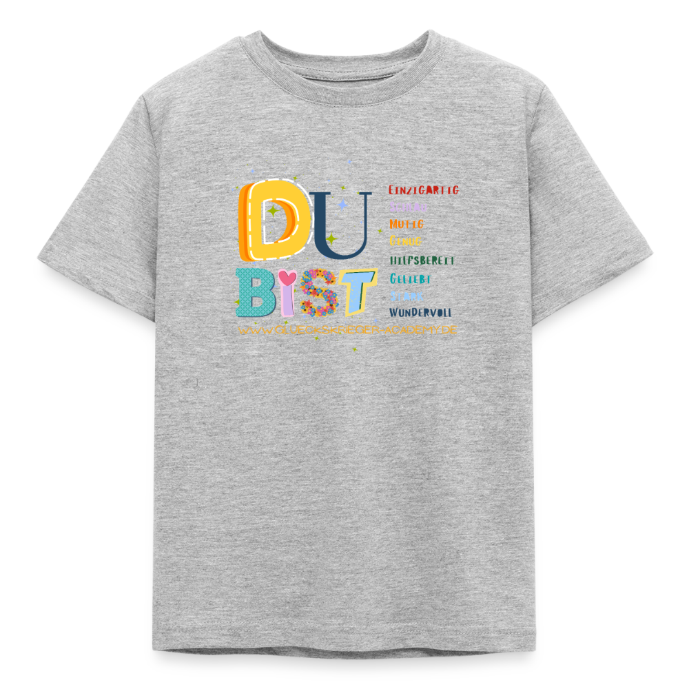 Glückskrieger Kinder T-Shirt – Du bist einzigartig & stark - heather grey