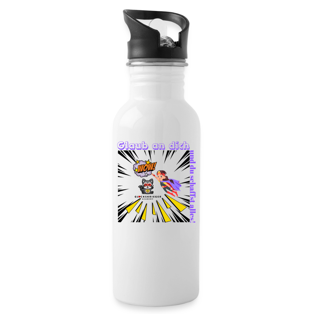 Glückskrieger Trinkflasche – Stark durch den Tag - white