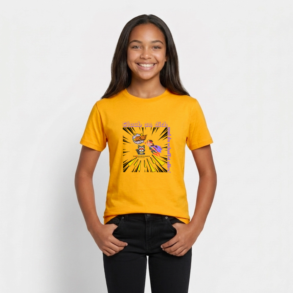 Glückskrieger T-Shirt für Teens– Glaub an dich - gold