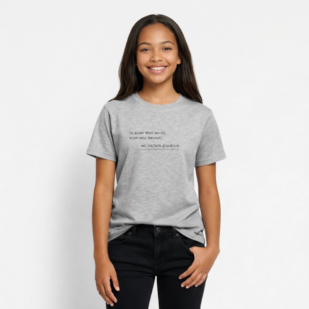 T-Shirt für Teens- Glücklich - heather grey