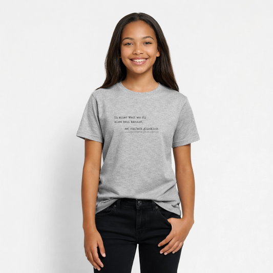 T-Shirt für Teens- Glücklich - heather grey