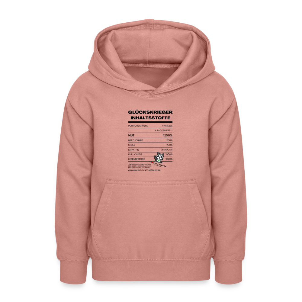 Glückskrieger Hoodie  für Teens– Inhaltsstoffe - dusky rose