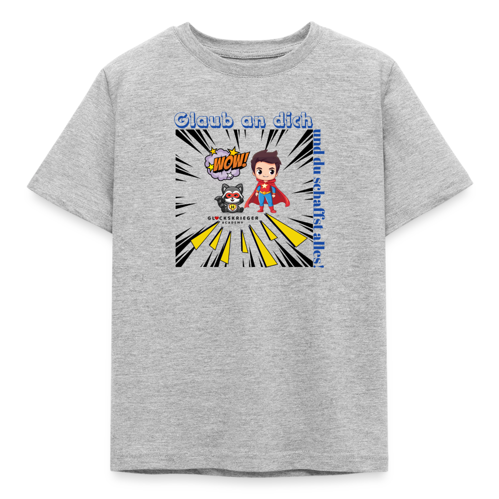 Glückskrieger Kinder T-Shirt – Glaub an dich - heather grey