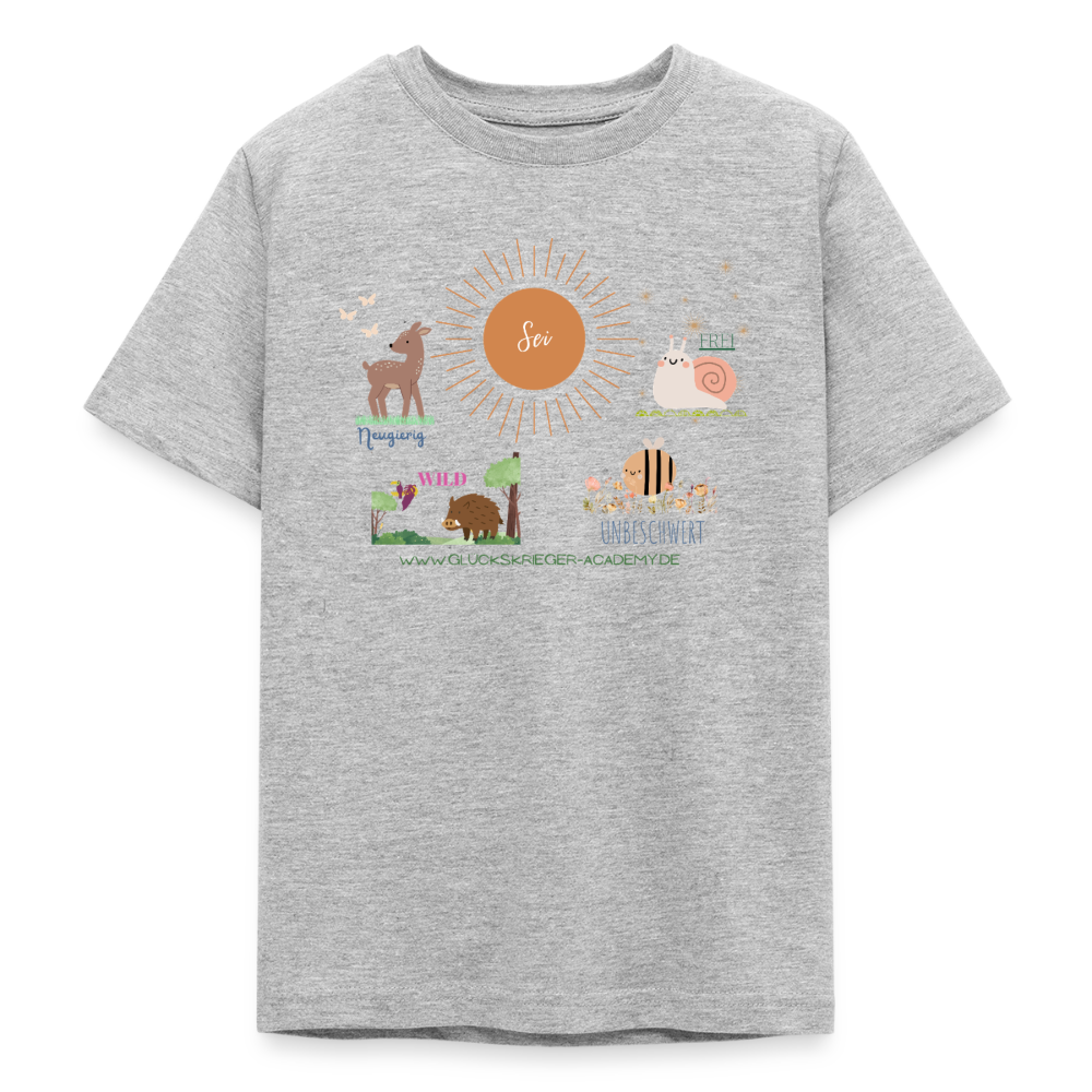 Glückskrieger T-Shirt für Teens – Sei mutig, frei & unbeschwert - heather grey
