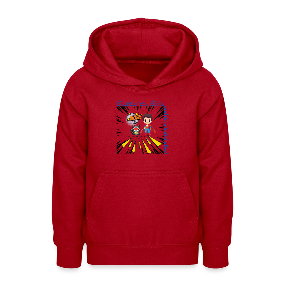 Glückskrieger Hoodie Teens– Glaub an dich - red