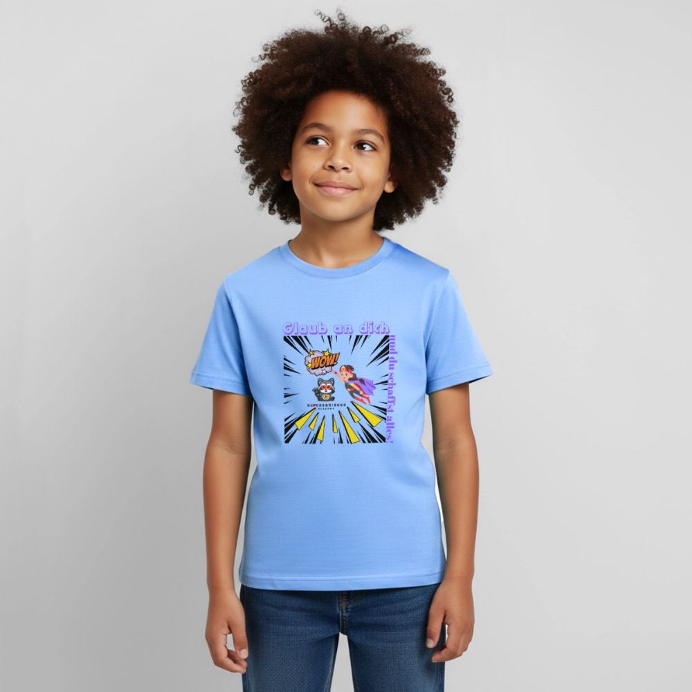 Glückskrieger Kinder T-Shirt – Glaub an dich - sky blue