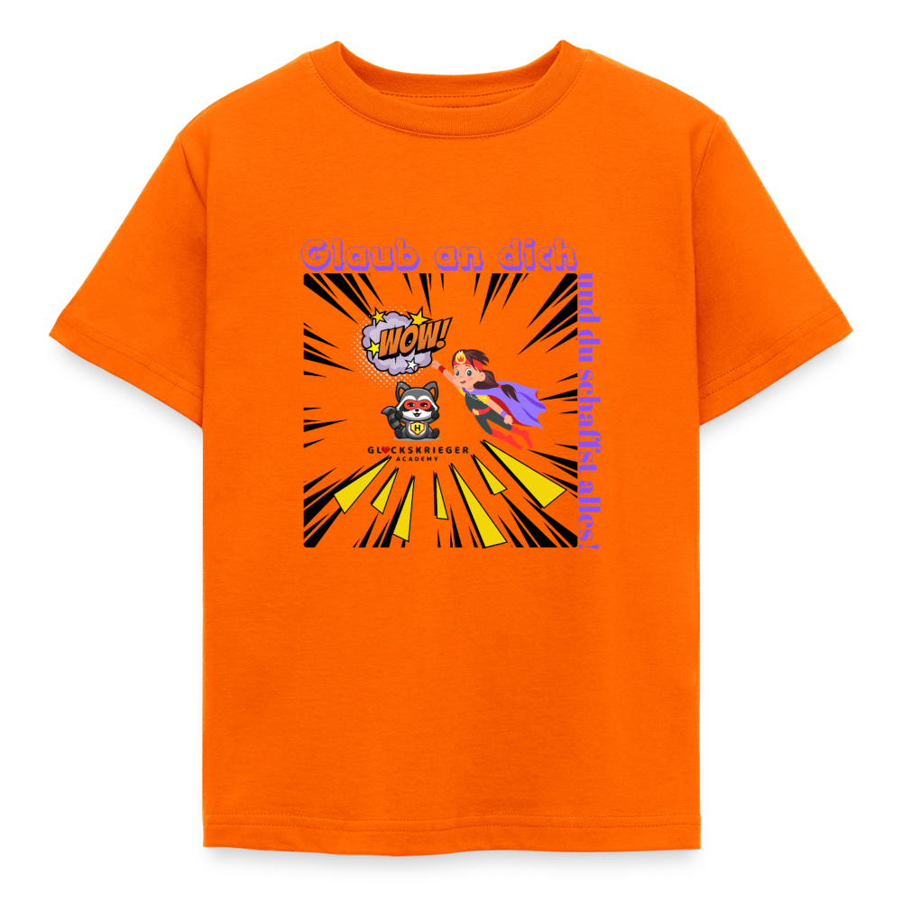 Glückskrieger Kinder T-Shirt – Glaub an dich - orange