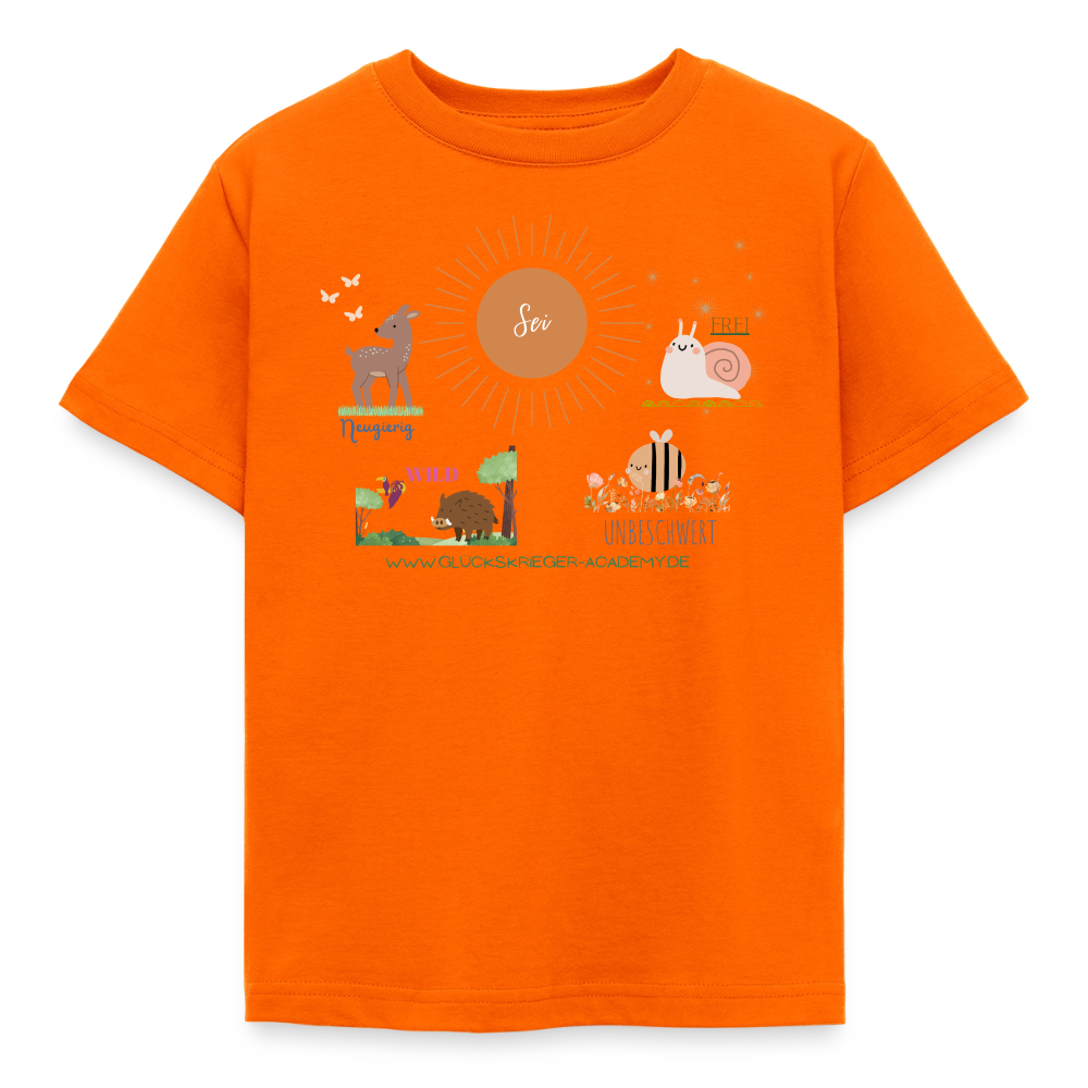 Glückskrieger Kinder T-Shirt – Sei mutig, frei & unbeschwert - orange