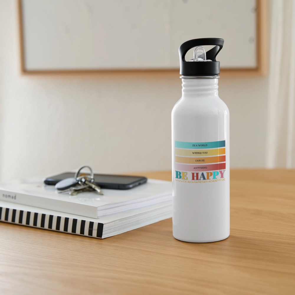 Glückskrieger Trinkflasche – Be happy - white