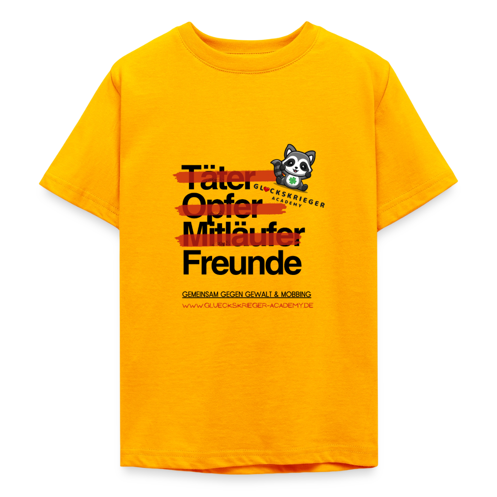 Glückskrieger T-Shirt für Teens– Freunde statt Täter & Opfer - gold