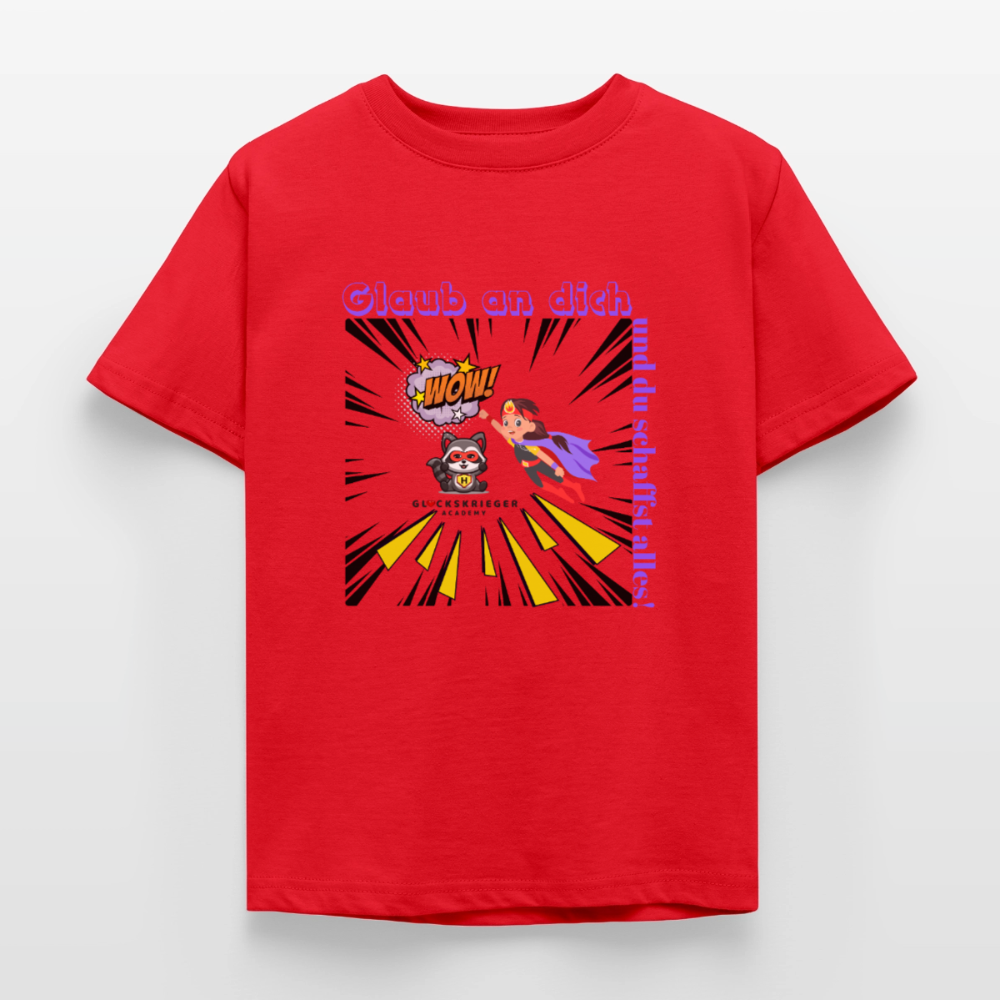 Glückskrieger Kinder T-Shirt – Glaub an dich - red