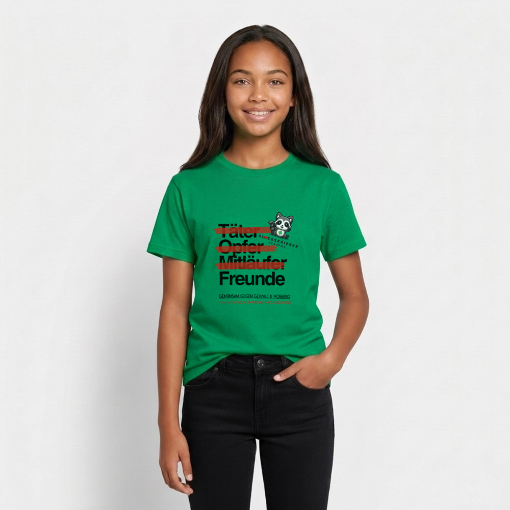 Glückskrieger T-Shirt für Teens– Freunde statt Täter & Opfer - kelly green