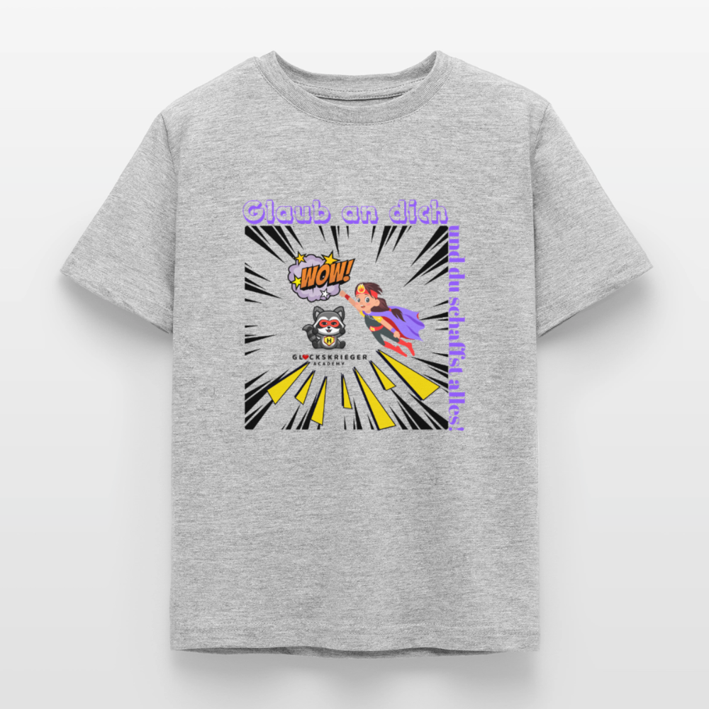Glückskrieger Kinder T-Shirt – Glaub an dich - heather grey