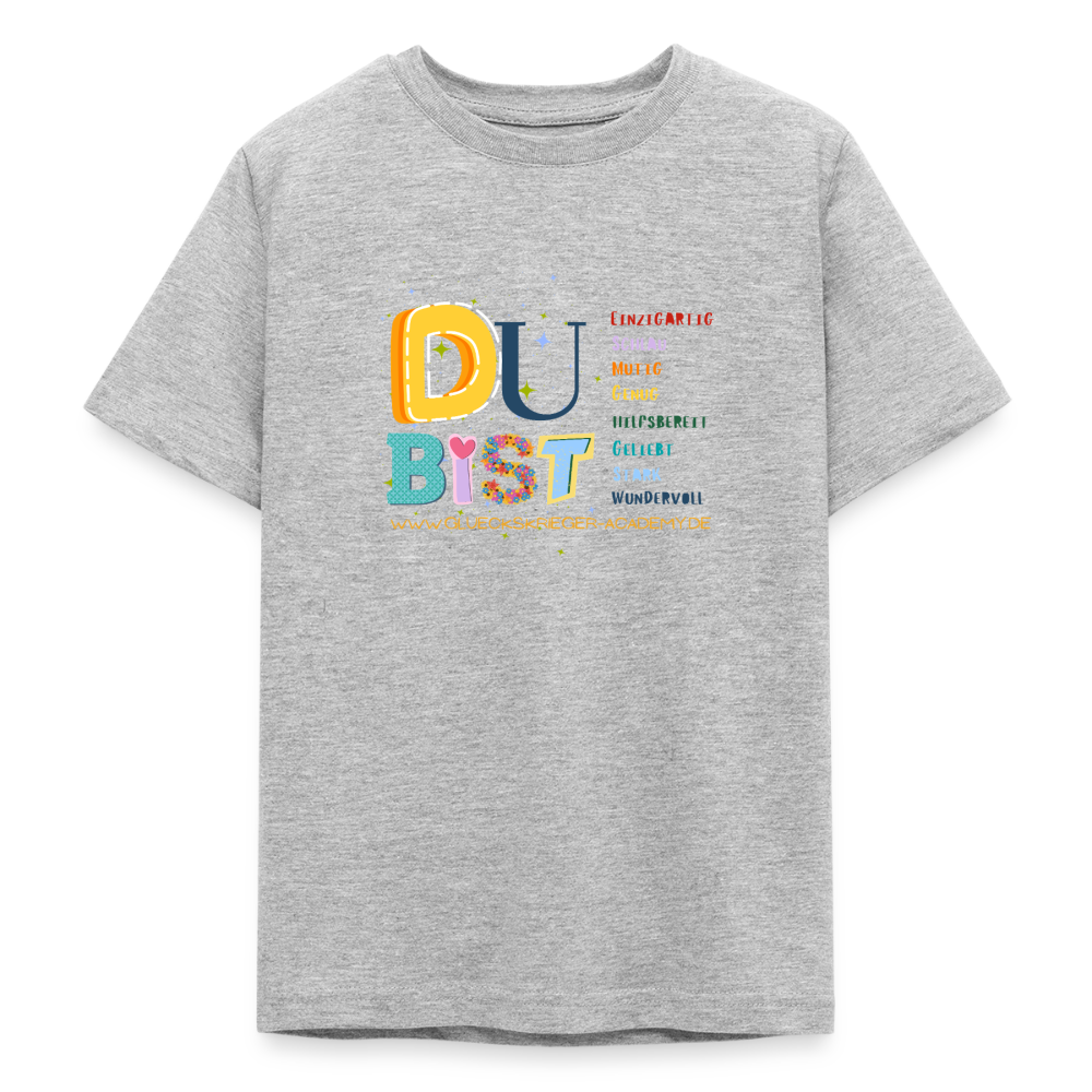 Glückskrieger T-Shirt für Teens– Du bist einzigartig & stark - heather grey