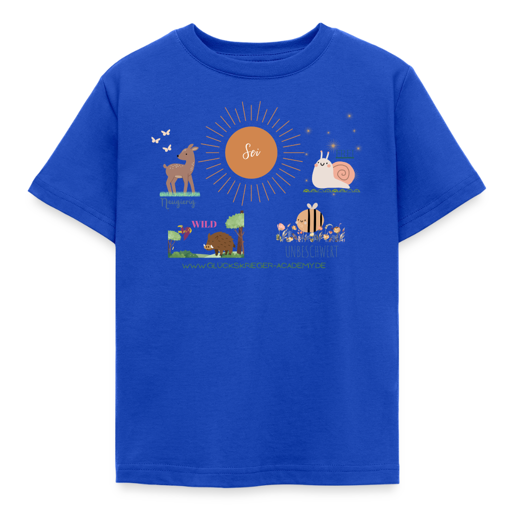 Glückskrieger Kinder T-Shirt – Sei mutig, frei & unbeschwert - royal blue