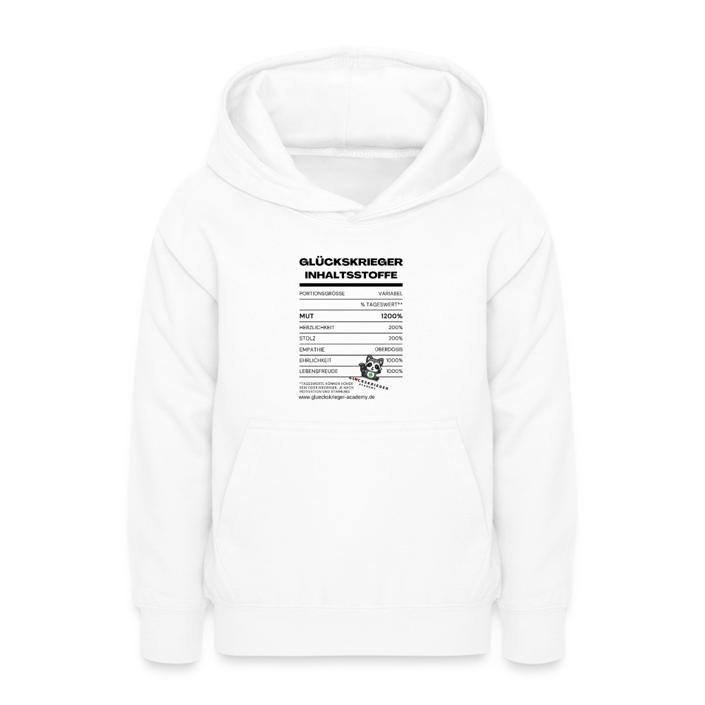 Glückskrieger Hoodie  für Teens– Inhaltsstoffe - white