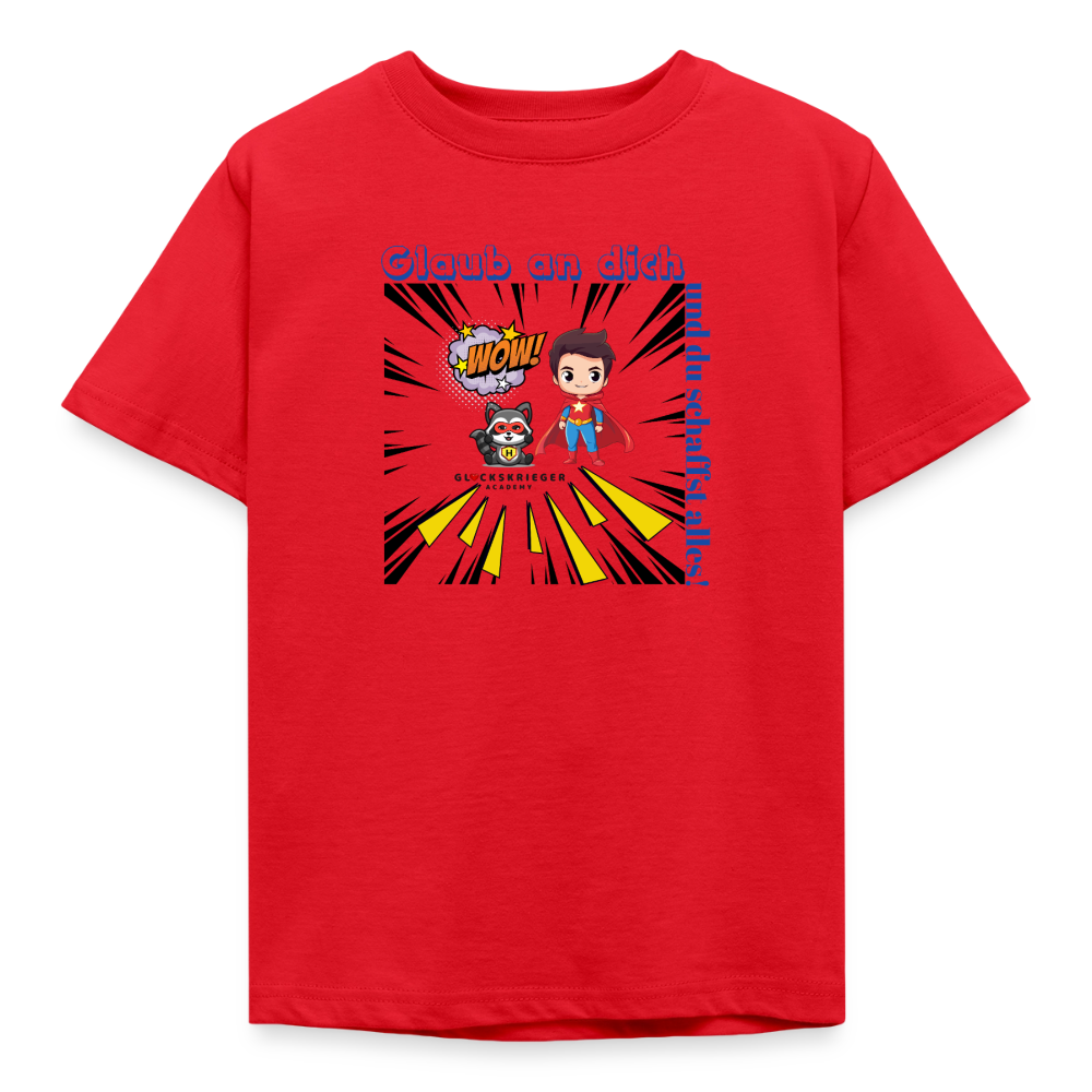 Glückskrieger Kinder T-Shirt – Glaub an dich - red