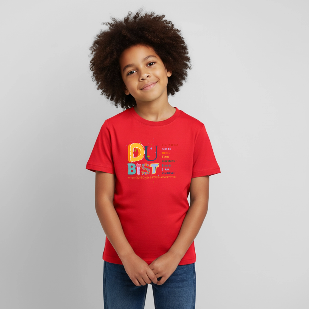 Glückskrieger Kinder T-Shirt – Du bist einzigartig & stark - red