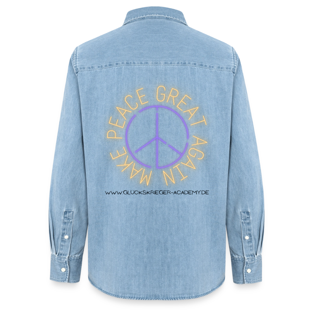 Glückskrieger Denim Shirt – Make Peace Great Again - light wash