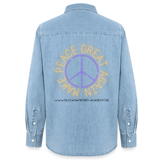 Glückskrieger Denim Shirt – Make Peace Great Again - light wash