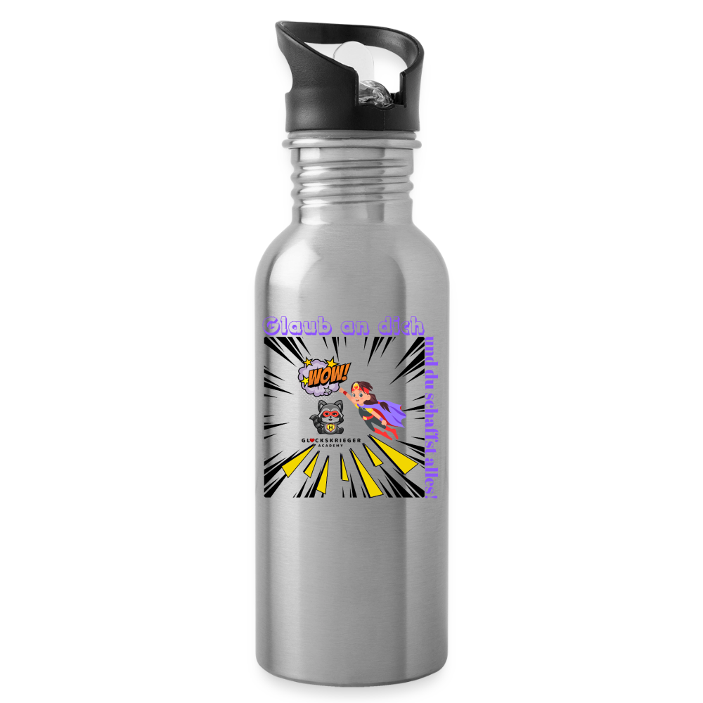 Glückskrieger Trinkflasche – Stark durch den Tag - silver