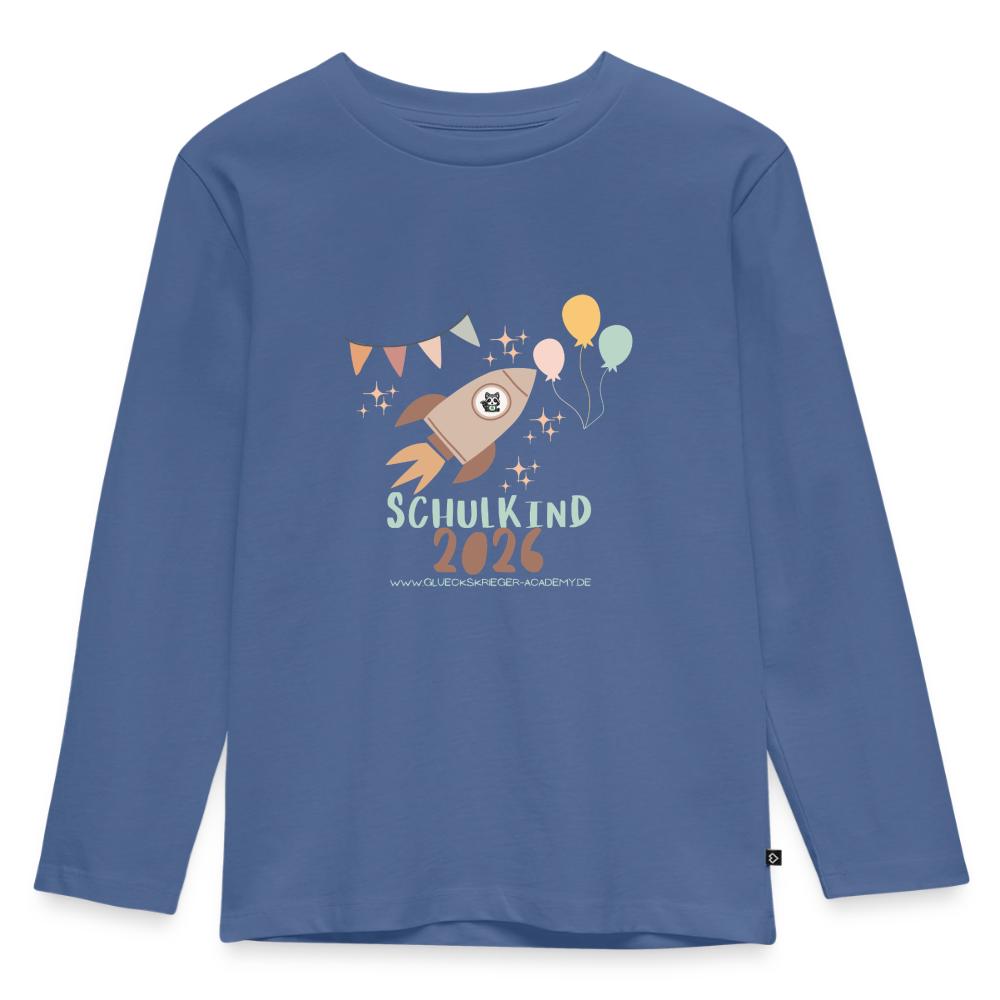 Langarmshirt für kleine Glückskrieger, Schulkind 2026 - stone blue