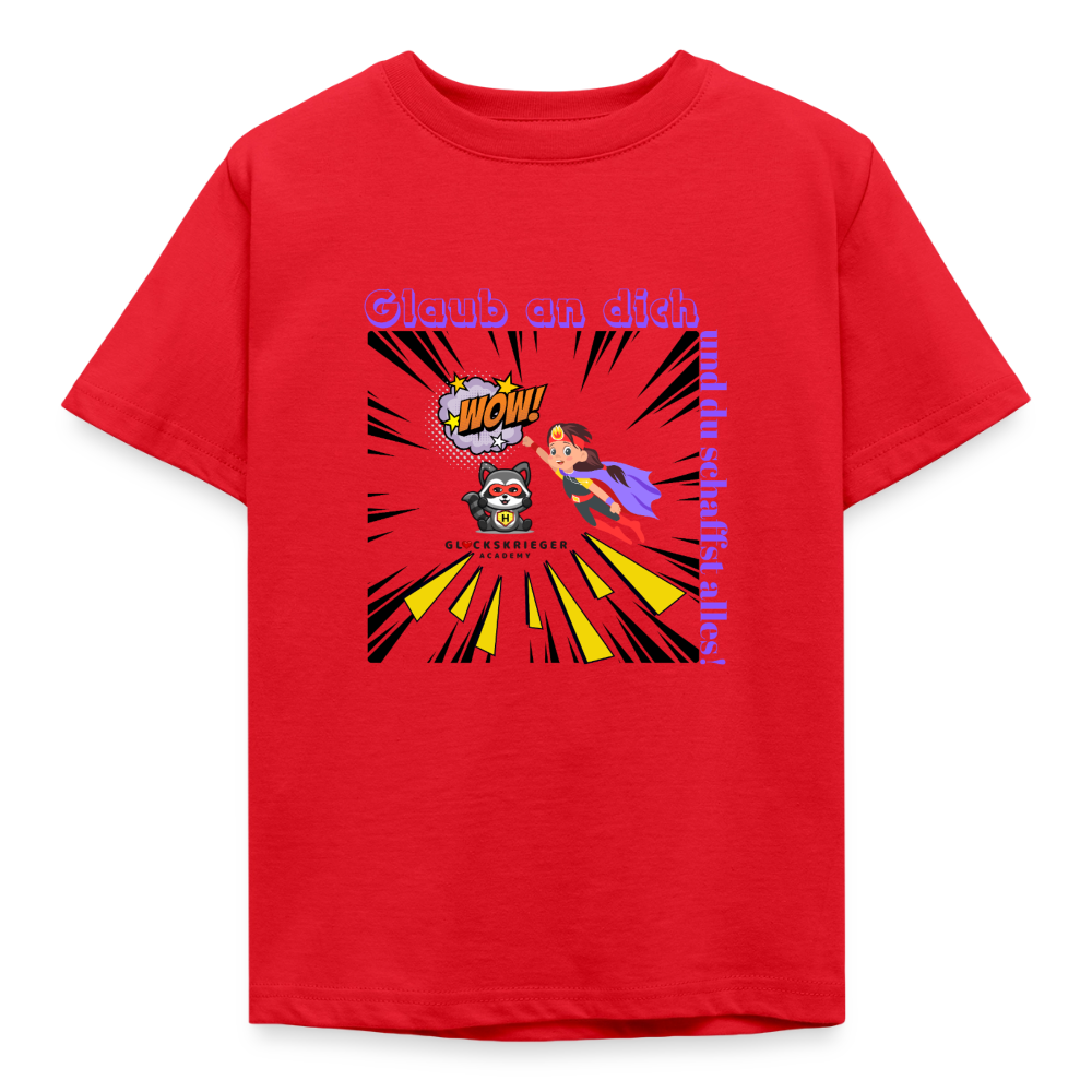 Glückskrieger Kinder T-Shirt – Glaub an dich - red