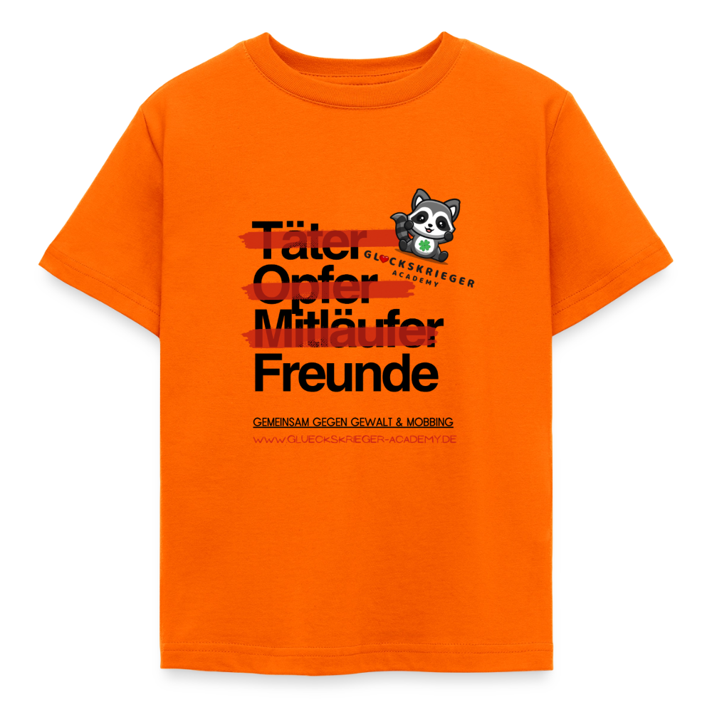 Glückskrieger Kinder T-Shirt – Freunde statt Täter & Opfer - orange