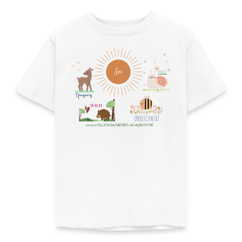 Glückskrieger Kinder T-Shirt – Sei mutig, frei & unbeschwert - white