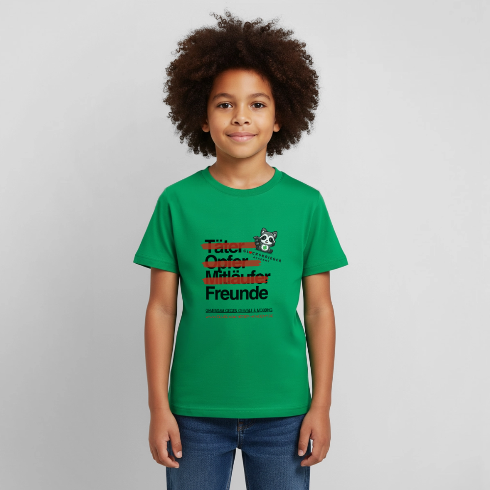 Glückskrieger Kinder T-Shirt – Freunde statt Täter & Opfer - kelly green