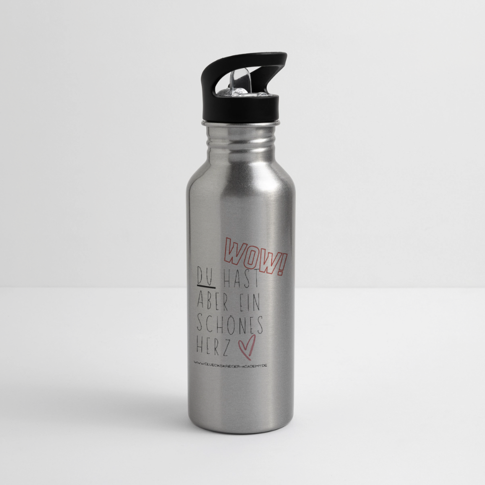 Glückskrieger Trinkflasche – Herz - silver