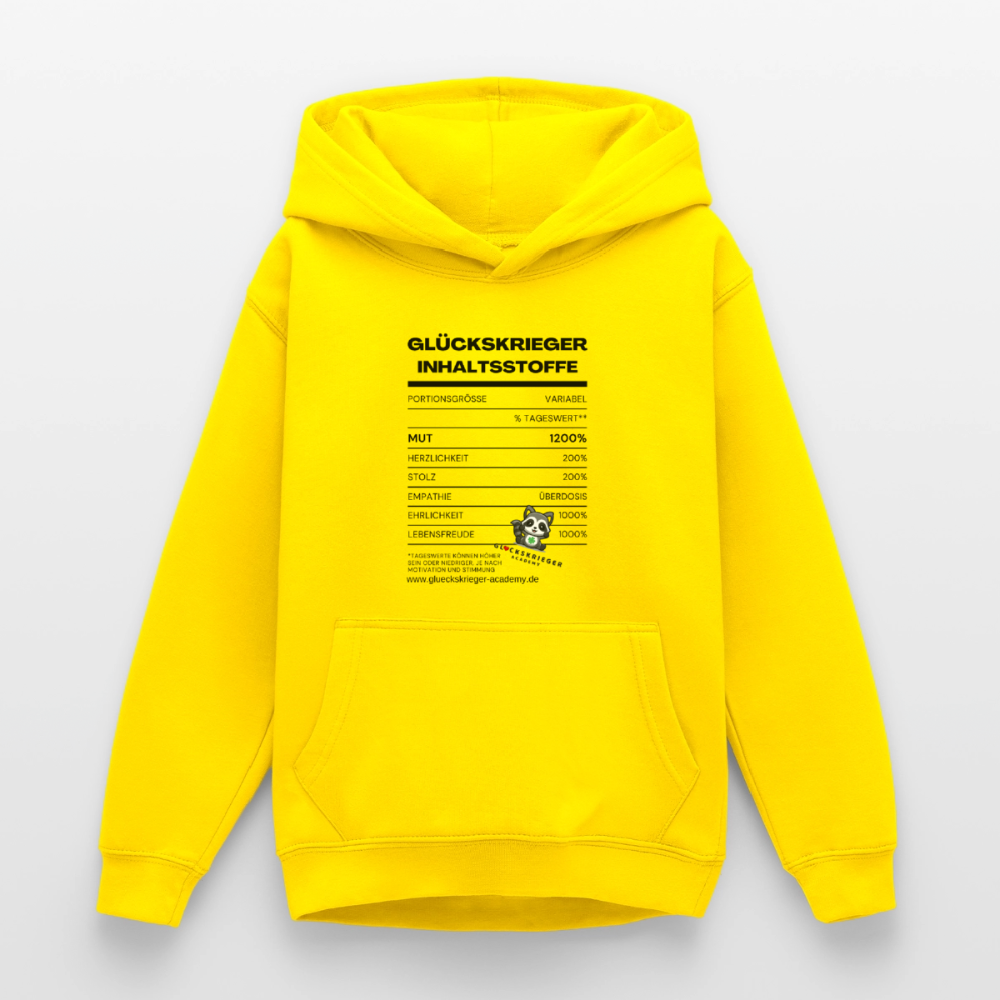 Glückskrieger Hoodie  für Teens– Inhaltsstoffe - yellow