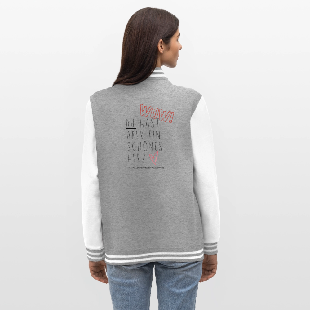 College Jacke –Herz - heather grey/white
