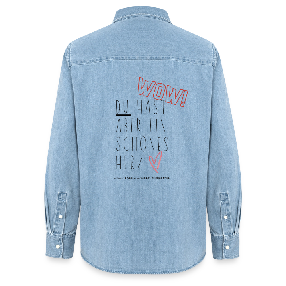 Glückskrieger Denim Shirt – Herz - light wash
