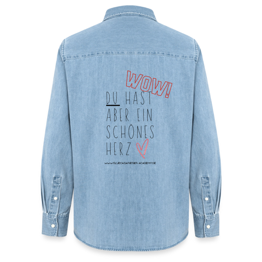 Glückskrieger Denim Shirt – Herz - light wash