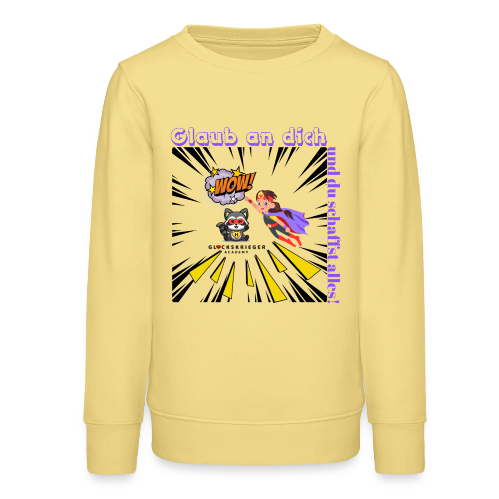 Glückskrieger Teens Pullover – Glaub an dich - viva yellow 