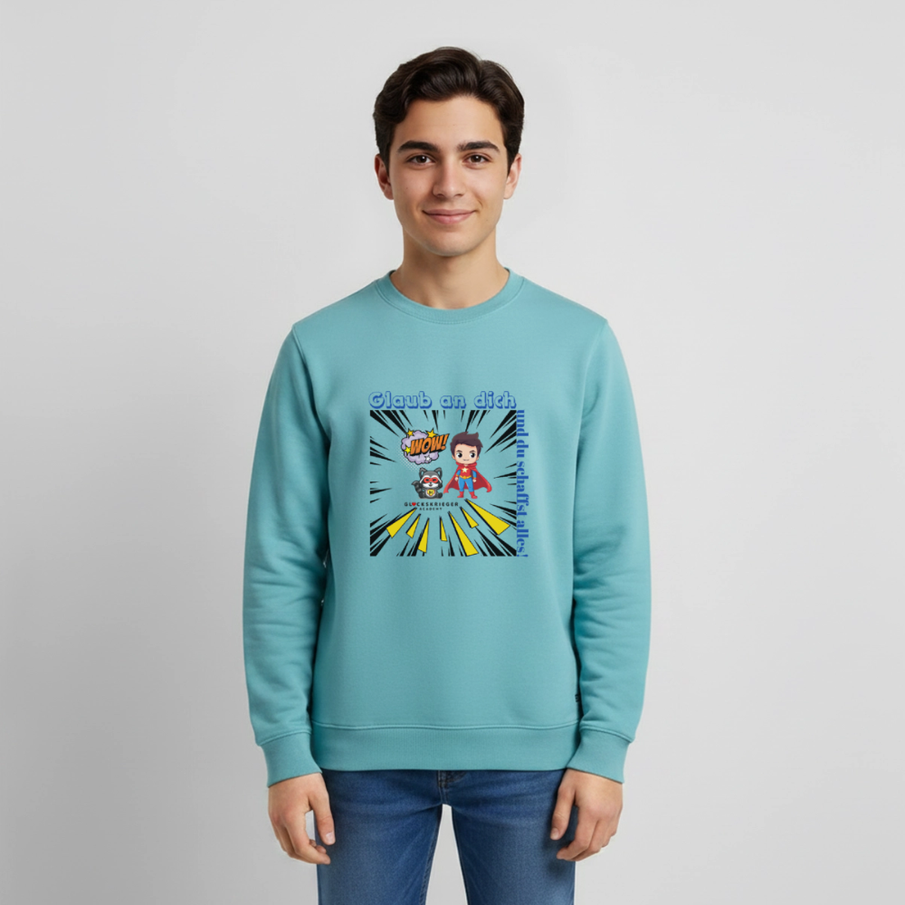 Glückskrieger Teens Pullover – Glaub an dich - pastel turquoise