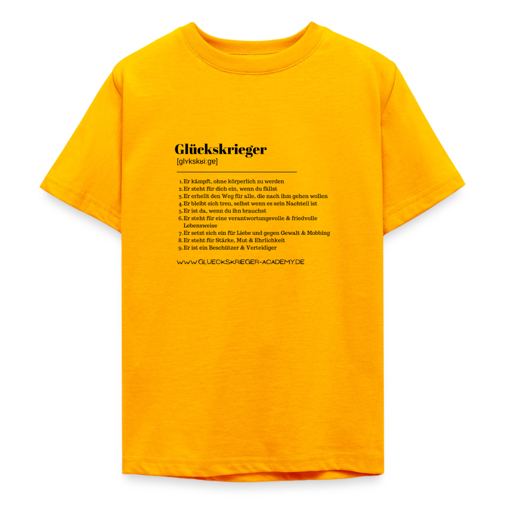 T- Shirt für Teens- Definition Glückskrieger - gold