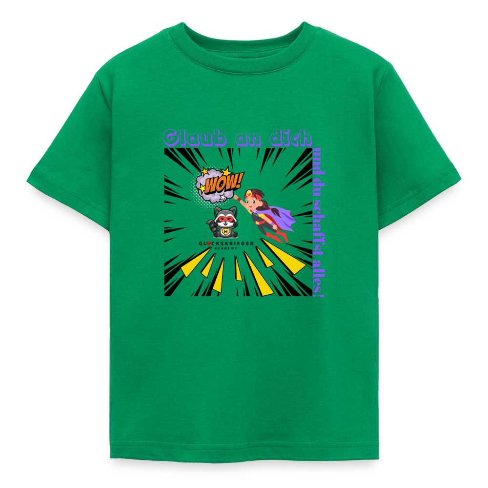 Glückskrieger Kinder T-Shirt – Glaub an dich - kelly green