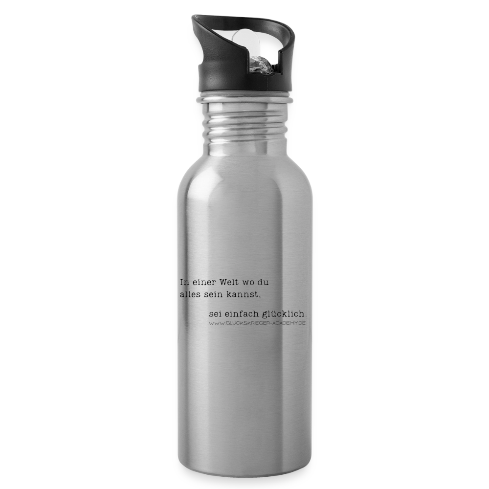 Glückskrieger Trinkflasche – Sei glücklich - silver