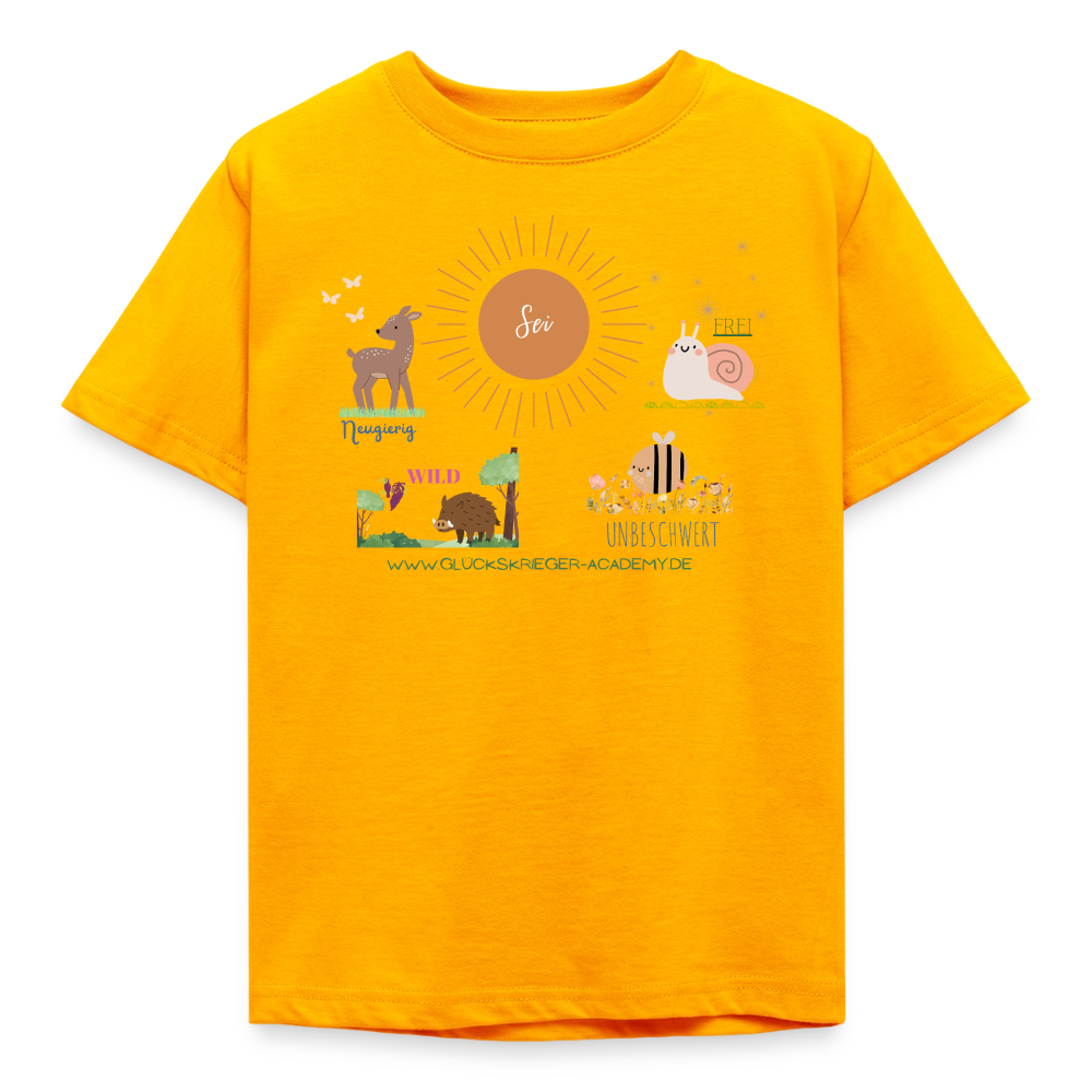 Glückskrieger Kinder T-Shirt – Sei mutig, frei & unbeschwert - gold