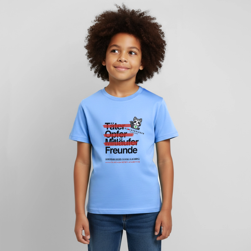 Glückskrieger Kinder T-Shirt – Freunde statt Täter & Opfer - sky blue